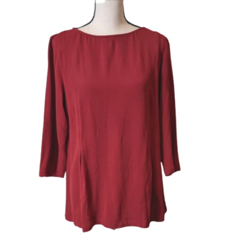 🌟J. Jill Maroon Red Wine 3/4 Sleeve Scoop Neck Top
